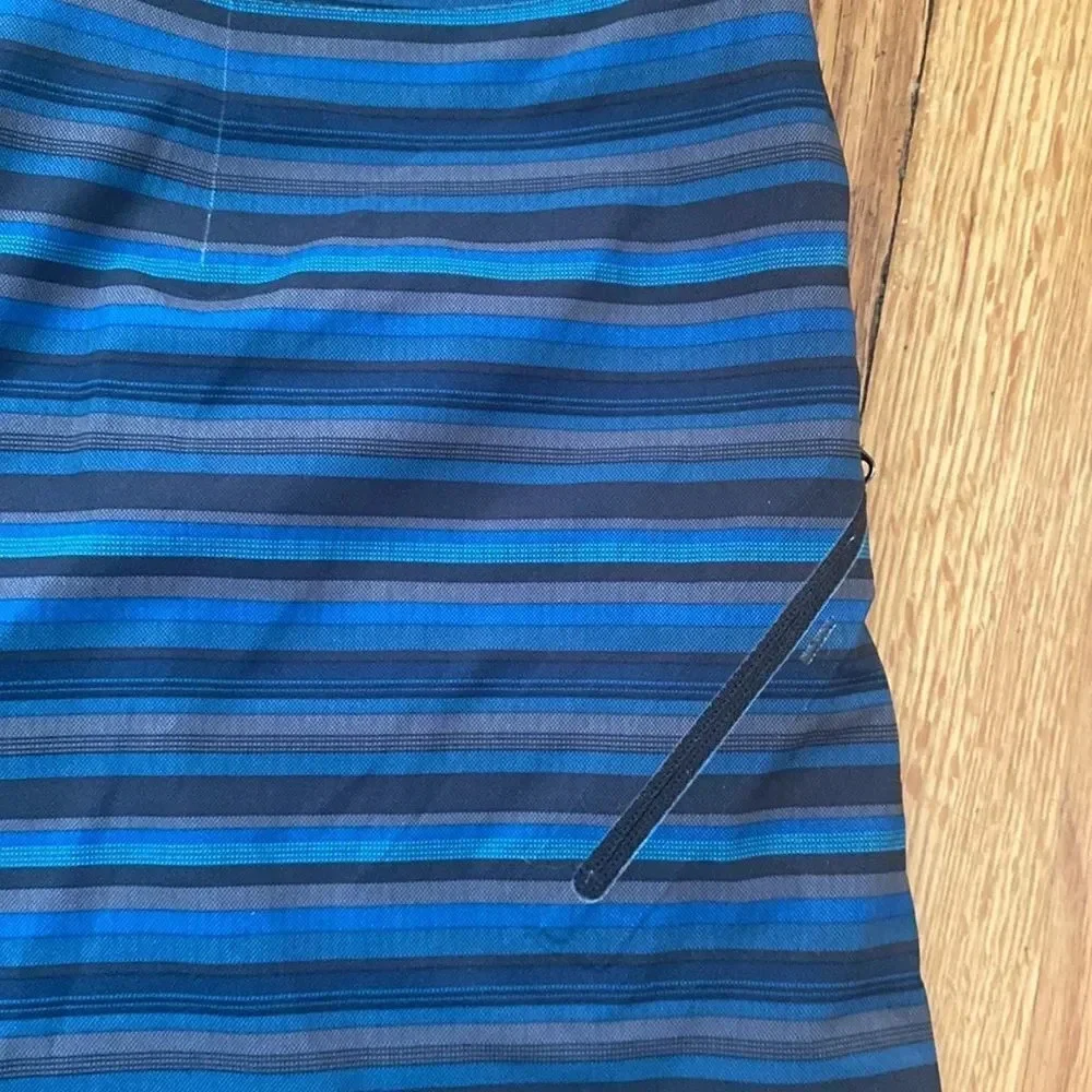 Lululemon swim trunks board shorts size 38 Blue Black Gray tie front EUC